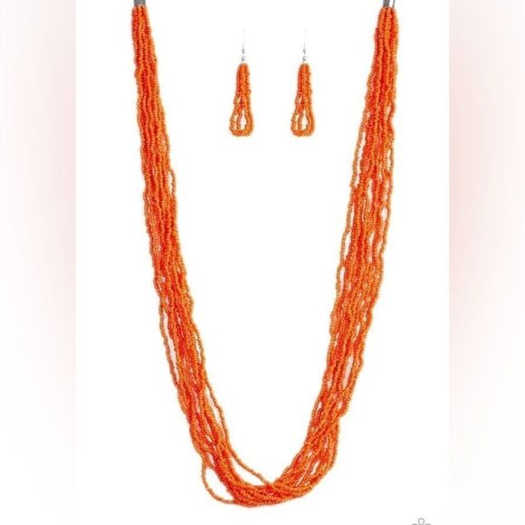 Orange seed bead necklace - Picture 1 of 1